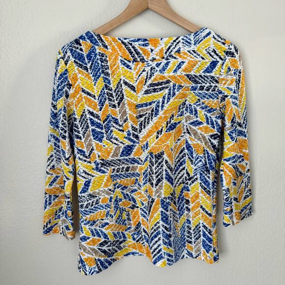 Vintage Ruby Road Womens Yellow Blouse 3/4 Sleeve Abstract Stretch Size Small - Picture 8 of 10